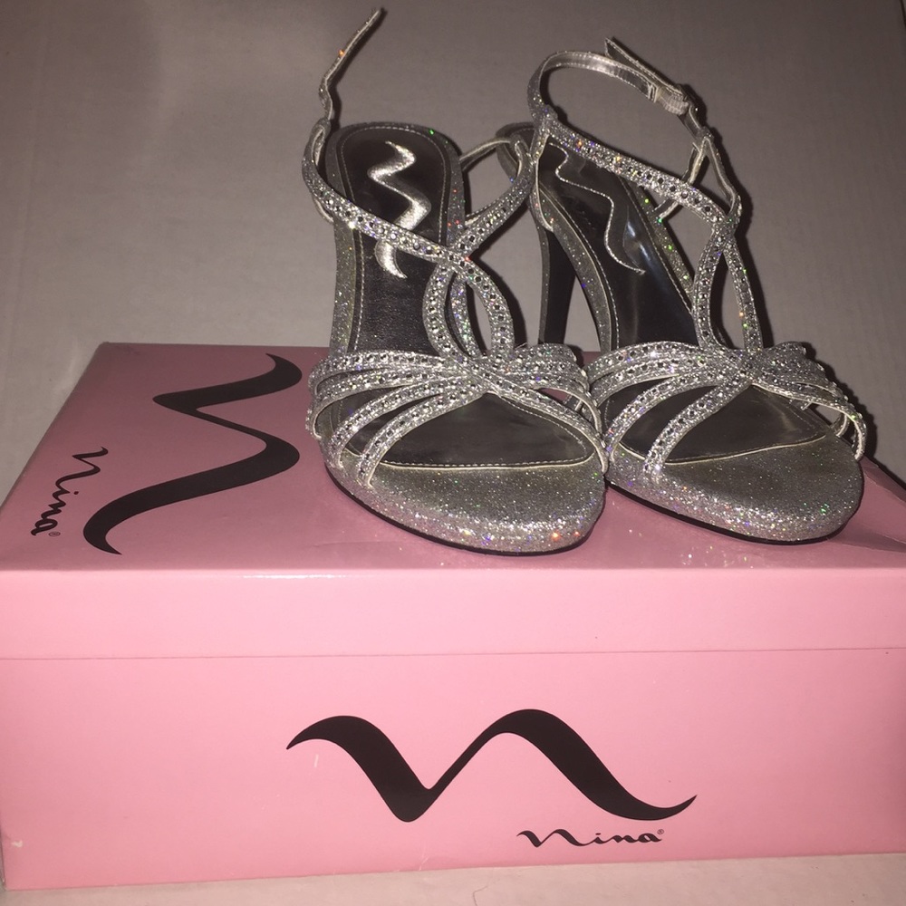 Silver Glitter Heels • 2" Heel